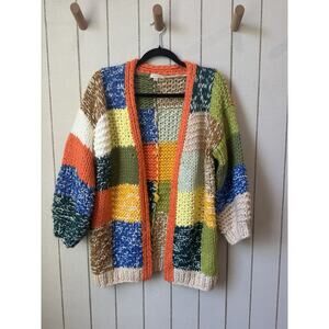 Anthropology Pilcro Colorblock Chunky Knit Cardigan Sweater OS Womens